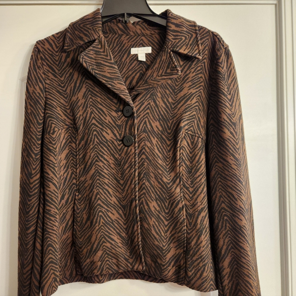 Charter Club Size Large Brown and Black Animal Print Blazer